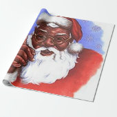 アフリカ系アメリカ人ブラックサンタクロースのクリスマス ラッピングペーパー (アンロールド)