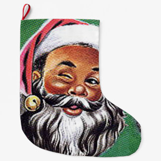 アフリカ系アメリカ人ブラックサンタクロースのクリスマス ラージクリスマスストッキング