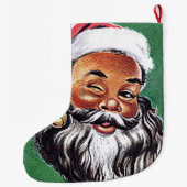 アフリカ系アメリカ人ブラックサンタクロースのクリスマス ラージクリスマスストッキング (裏面)