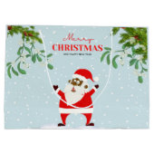 アフリカ系アメリカ人ブラックサンタクロースのクリスマス ラージペーパーバッグ (裏面)