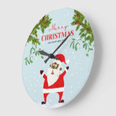 アフリカ系アメリカ人ブラックサンタクロースのクリスマス ラージ壁時計 (傾斜)