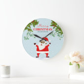 アフリカ系アメリカ人ブラックサンタクロースのクリスマス ラージ壁時計 (ホーム)