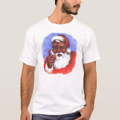 アフリカ系アメリカ人ブラックサンタクロースのクリスマス Tシャツ (正面)