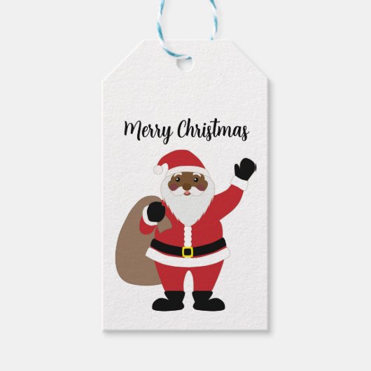 アフリカ系アメリカ人ブラックサンタクロース ギフトタグ (正面)