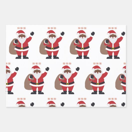 アフリカ系アメリカ人ブラックサンタクロース ラッピングペーパーシート (正面)