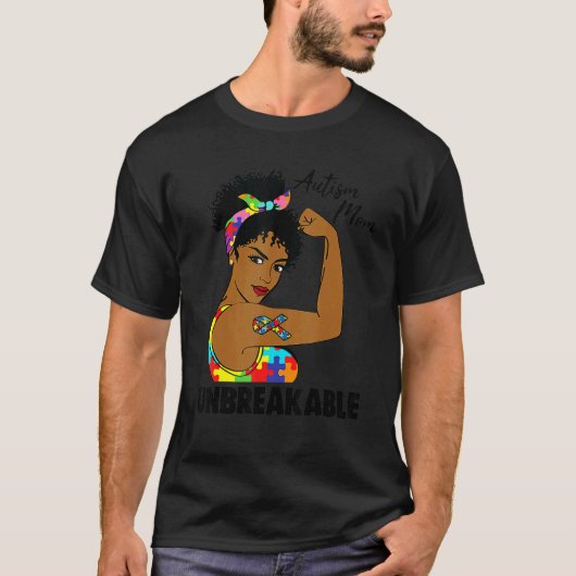 アフリカ系アメリカ人ブラックメラニン不屈の自閉症ママ Tシャツ (正面)