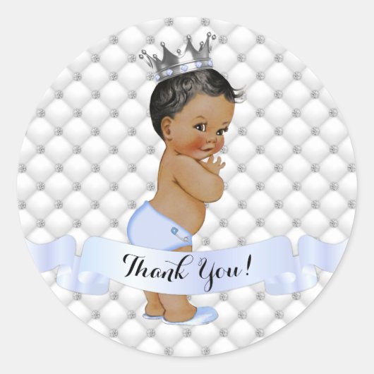 アフリカ系アメリカ人プリンスダイヤモンドクラウンブルー ラウンドシール (正面)