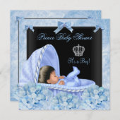 アフリカ系アメリカ人プリンスベビーシャワーボーイフローラ 招待状 (正面/裏面)