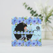 アフリカ系アメリカ人プリンスベビーシャワーボーイブルー 招待状 (スタンド正面)