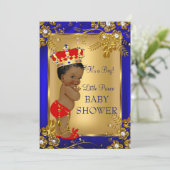 アフリカ系アメリカ人プリンスベビーシャワー金ゴールド赤DD1 招待状 (スタンド正面)