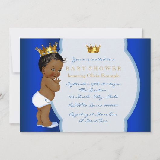 アフリカ系アメリカ人プリンスベビーシャワー 招待状 (裏面)