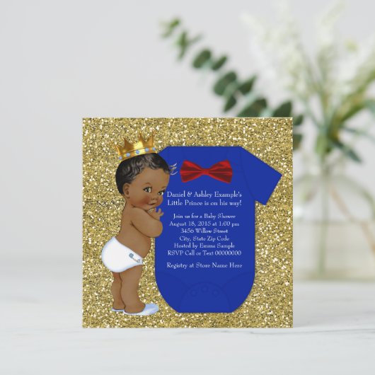 アフリカ系アメリカ人プリンスベビーシャワー 招待状 (スタンド正面)