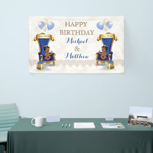 アフリカ系アメリカ人プリンス王室のブルー金ゴールドツインボーイズ 横断幕 (トレードショー)