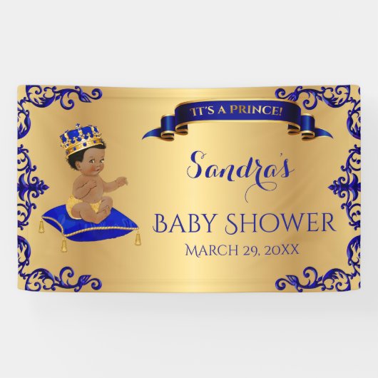 アフリカ系アメリカ人プリンス王室のブルー金ゴールド 横断幕 (横)