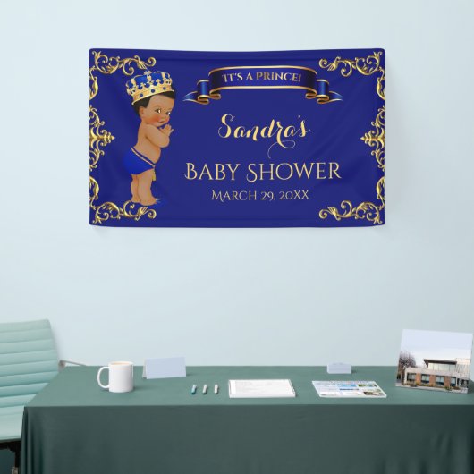 アフリカ系アメリカ人プリンス王室のブルー金ゴールド 横断幕 (トレードショー)