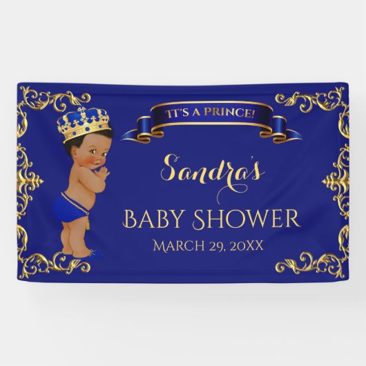 アフリカ系アメリカ人プリンス王室のブルー金ゴールド 横断幕 (横)