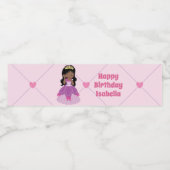 アフリカ系アメリカ人プリンセスかわいいピンクの誕生日パーティー ペットボトルラベル (シングルラベル)