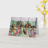 アフリカ系アメリカ人プリンセスカラフル誕生日 カード (黄色い花)