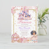 アフリカ系アメリカ人プリンセスガールガールキャッスルベビーシャワー 招待状 (スタンド正面)