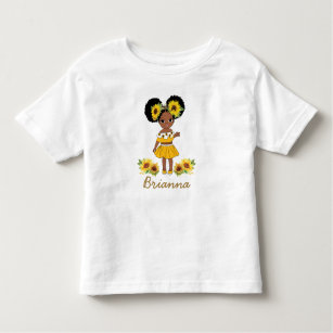 アフリカ系アメリカ人プリンセスガール・ヒマワリー・パフヘア トドラーTシャツ
