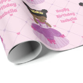 アフリカ系アメリカ人プリンセスキュートカスタム誕生日 ラッピングペーパー (ロールコーナー)