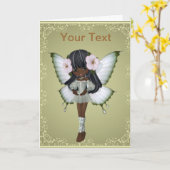 アフリカ系アメリカ人プリンセスバタフライグリーティングカード カード (黄色い花)