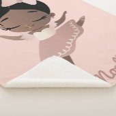 アフリカ系アメリカ人プリンセスバレリーナとボウ、ピンク シェルパブランケット (3/4)