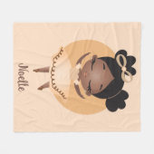 アフリカ系アメリカ人プリンセスバレリーナとボウ フリースブランケット (正面(横))