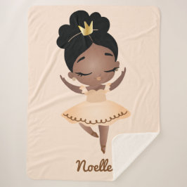 アフリカ系アメリカ人プリンセスバレリーナw/クラウンベージュ シェルパブランケット