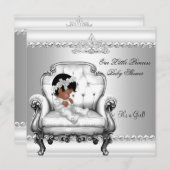 アフリカ系アメリカ人プリンセスベビーシャワーガールチェア2 招待状 (正面/裏面)