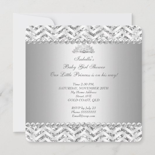 アフリカ系アメリカ人プリンセスベビーシャワーガールチェア2 招待状 (裏面)