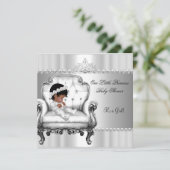 アフリカ系アメリカ人プリンセスベビーシャワーガールチェア 招待状 (スタンド正面)