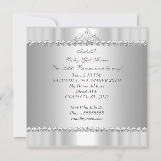 アフリカ系アメリカ人プリンセスベビーシャワーガールチェア 招待状 (裏面)