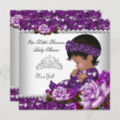 アフリカ系アメリカ人プリンセスベビーシャワーガールバラ2 招待状 (正面/裏面)