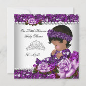 アフリカ系アメリカ人プリンセスベビーシャワーガールバラ2 招待状 (正面)