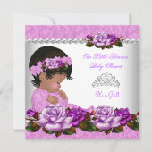 アフリカ系アメリカ人プリンセスベビーシャワーガールバラ3a 招待状 (正面)