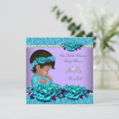 アフリカ系アメリカ人プリンセスベビーシャワーガールバラ4a 招待状 (スタンド正面)