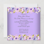 アフリカ系アメリカ人プリンセスベビーシャワーガールパープル 招待状 (裏面)