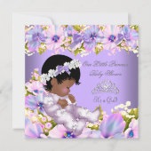 アフリカ系アメリカ人プリンセスベビーシャワーガールパープル 招待状 (正面)