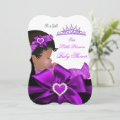 アフリカ系アメリカ人プリンセスベビーシャワーガールパープル 招待状 (スタンド正面)