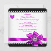 アフリカ系アメリカ人プリンセスベビーシャワーガールパープル 招待状 (裏面)