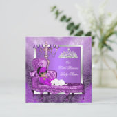 アフリカ系アメリカ人プリンセスベビーシャワーガールパープル 招待状 (スタンド正面)