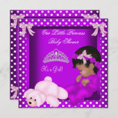 アフリカ系アメリカ人プリンセスベビーシャワーガール2 招待状 (正面/裏面)