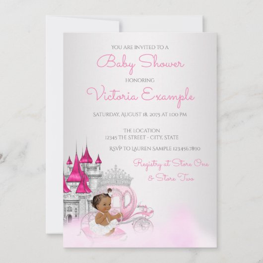 アフリカ系アメリカ人プリンセスベビーシャワー招待状 招待状 (裏面)