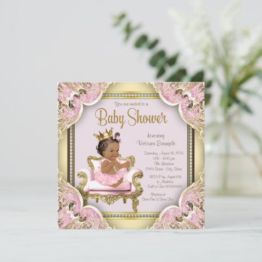 アフリカ系アメリカ人プリンセスベビーシャワー招待状 招待状 (スタンド正面)