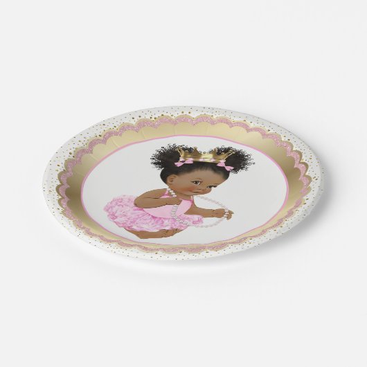 アフリカ系アメリカ人プリンセスベビーシャワー紙プレート ペーパープレート (アングル)