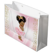 アフリカ系アメリカ人プリンセスベビーシャワー ラージペーパーバッグ (正面アングル)