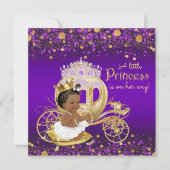 アフリカ系アメリカ人プリンセス紫金ゴールド赤ちゃんシャワー 招待状 (正面)