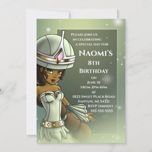 アフリカ系アメリカ人プリンセス誕生会 招待状 (正面)