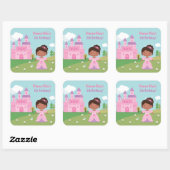 アフリカ系アメリカ人プリンセス誕生日会のシール スクエアシール (シート)